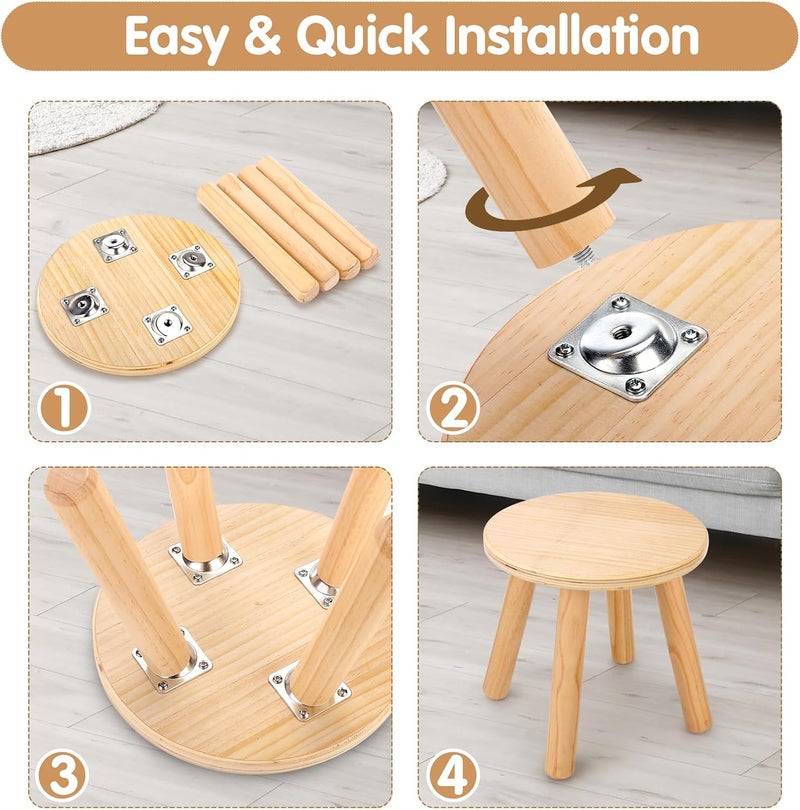wingyz Wooden Step Stools for Kids, 10 Inch Solid Kids Chairs Perfect Matched Sensory Table, Multi-Purpose Children Sitting Stool for Playroom Bathroom (Natural, 1 Pack) - Image 4
